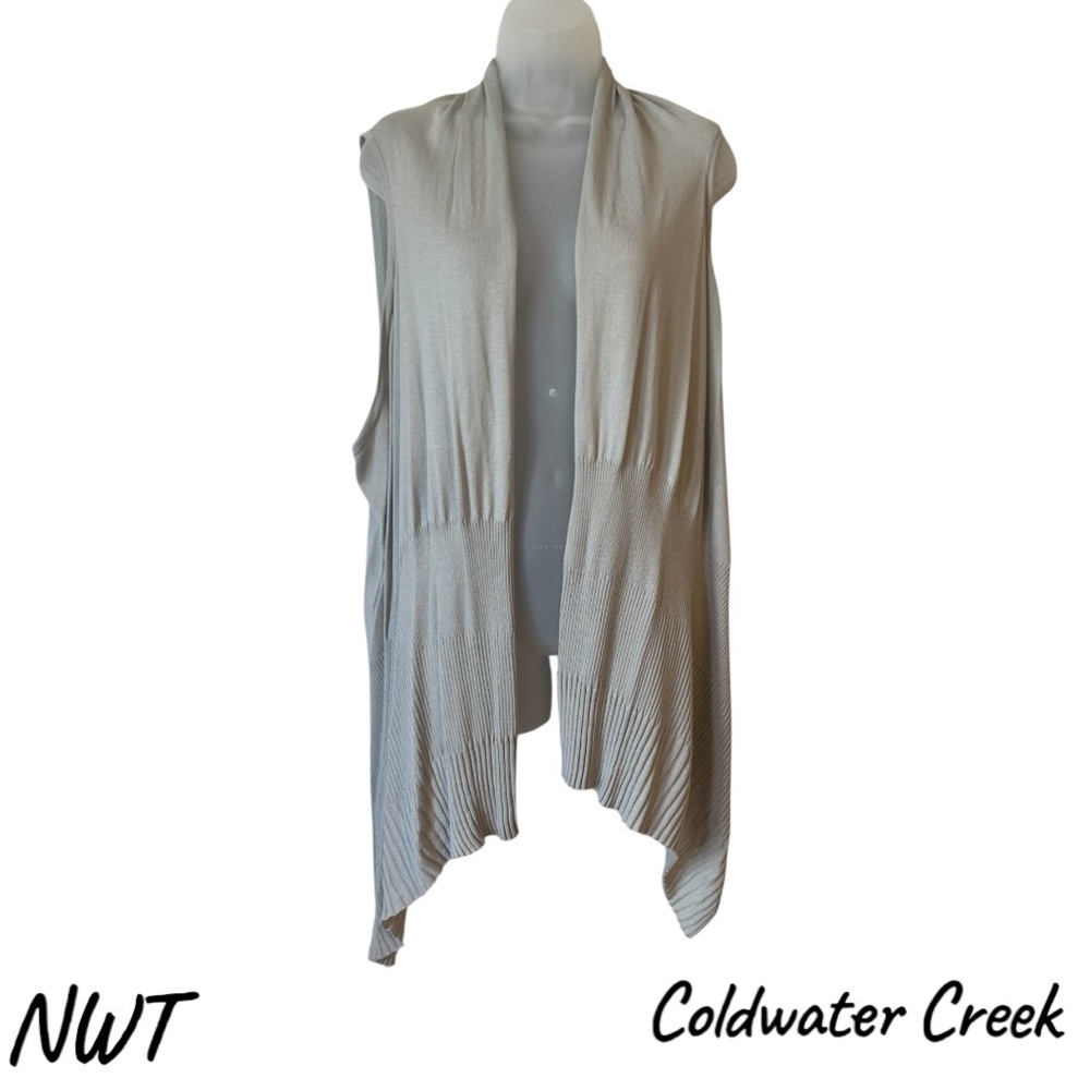 NWT   COLDWATER CREEK GRAY RIBBED SWEATER VEST    ONE SIZE   FALL!!    BIN#4